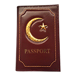 Обложка для паспорта (полумесяц и звезда, цвет бордо)