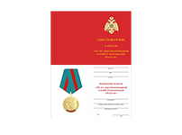 Медаль «10 лет противопожарной службе Сахалинской области» (2005 - 2015) с бланком удостоверения