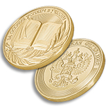 Комплект Золотая медаль "За особые успехи в учении" по новому приказу с бланком удостоверения и футляром.