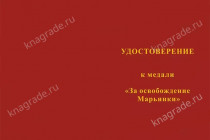 Медаль «За освобождение Марьинки» с бланком удостоверения