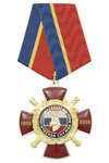 Знак «100 лет кинологической службе МВД РФ 1909-2009» (красный крест с накладками, заливка смолой)